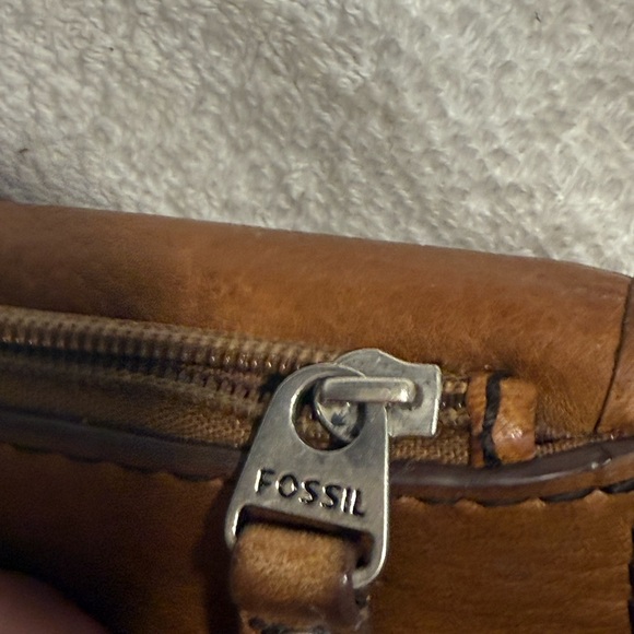 Fossil Maddox Brown Cow Hide Leather Trifold Wallet Clutch Keyhole Y2K - Picture 3 of 7